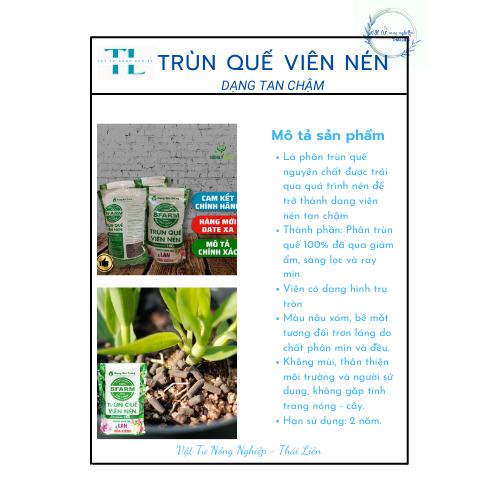 Phân trùn quế Sfarm dạng viên nén cao cấp bao 1kg dùng cho phong lan, hoa cảnh các loại cây