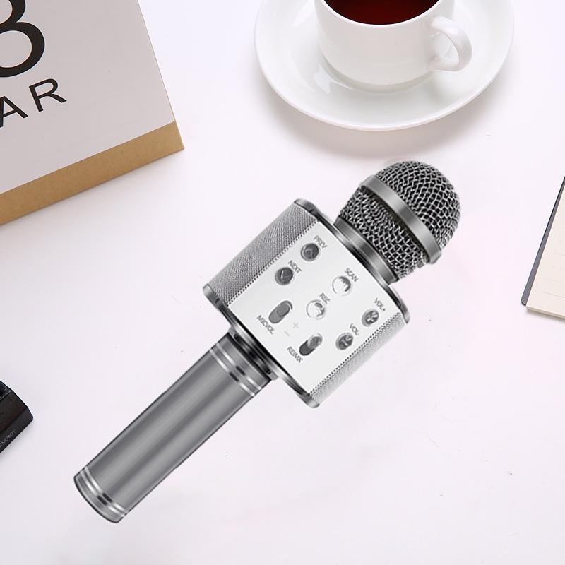 Mic hát karaoke kết nối điện thoại dễ sử dụng，Mic Hát Karaoke Bluetooth Không Dây WS858 - Âm vang - Ấm - mic hát karaoke