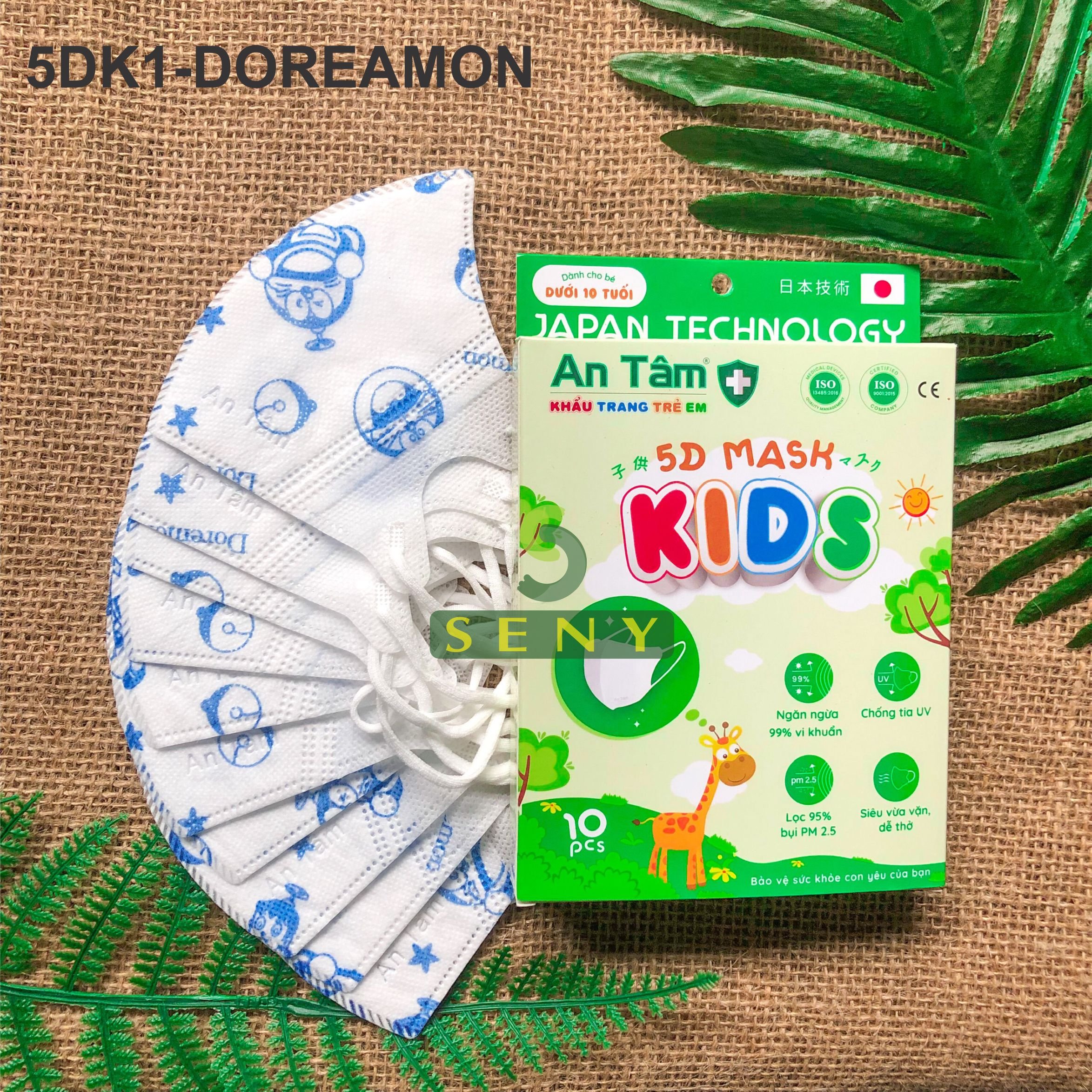 Khẩu trang trẻ em 5d mask từ 3-8 tuổi ngăn khói bụi không sù lông An Tâm Hộp 10 cái