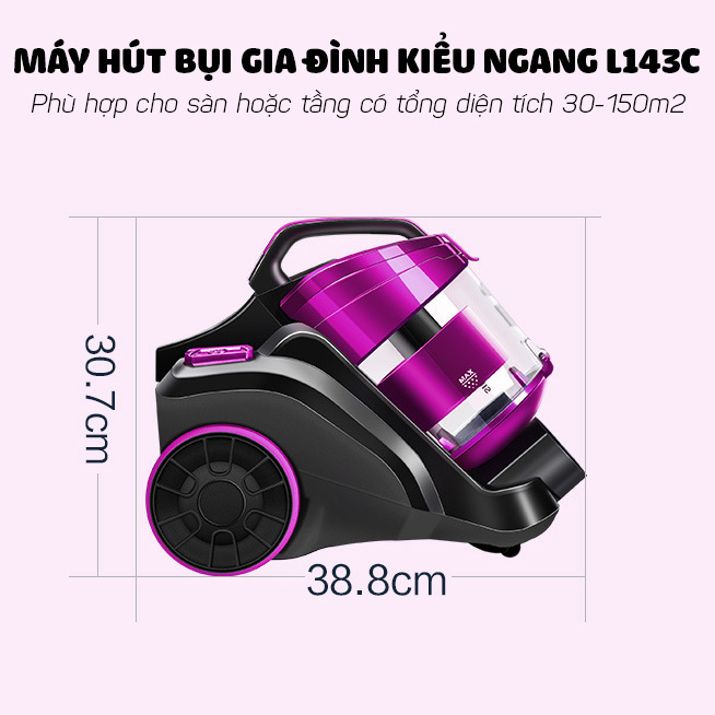 Máy hút bụi ngang L143C kèm 4 đầu hút công suất 1200W lõi lọc HEPA