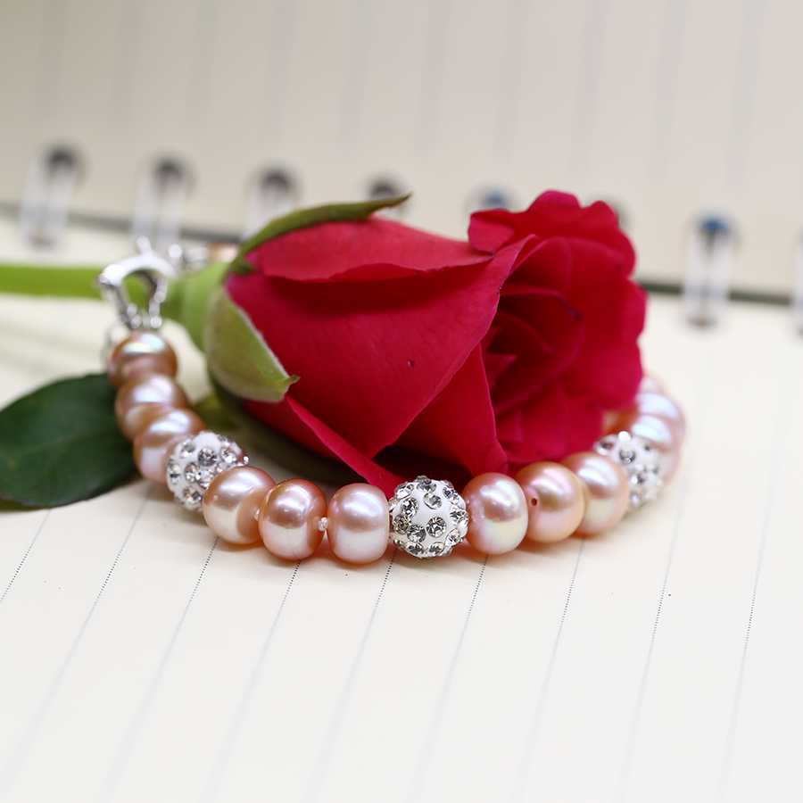 Lắc Tay Ngọc Trai Tự Nhiên, Vòng Tay Ngọc Trai Nước Ngọt 8 Ly Tự Nhiên - L8003 - Bảo Ngọc Jewelry