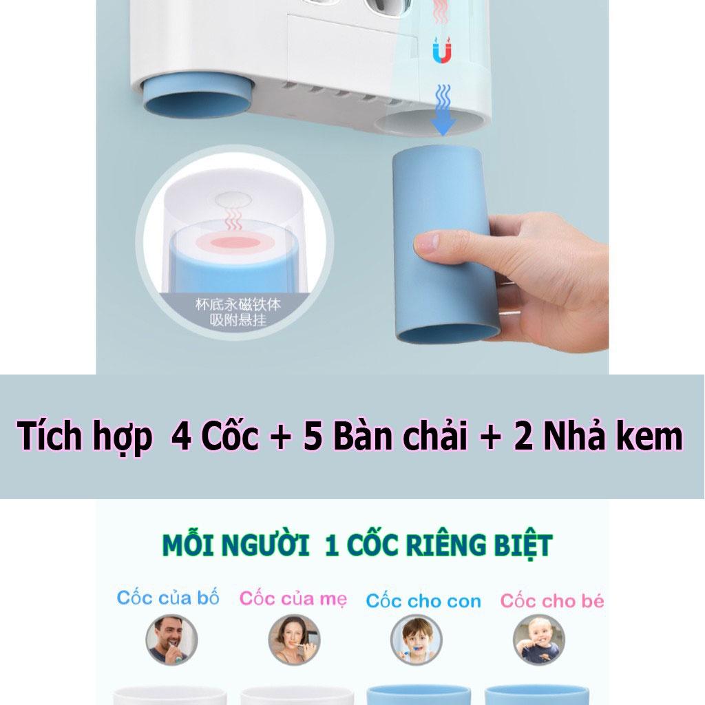 Bộ nhả kem đánh răng 2 bên kèm 4 Cốc nhựa cao cấp
