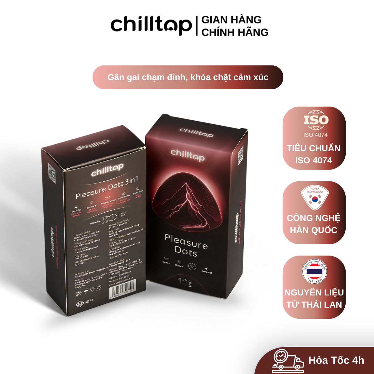 Bao cao su Gân Gai Chilltop Pleasure Dots Hộp 10 Bao