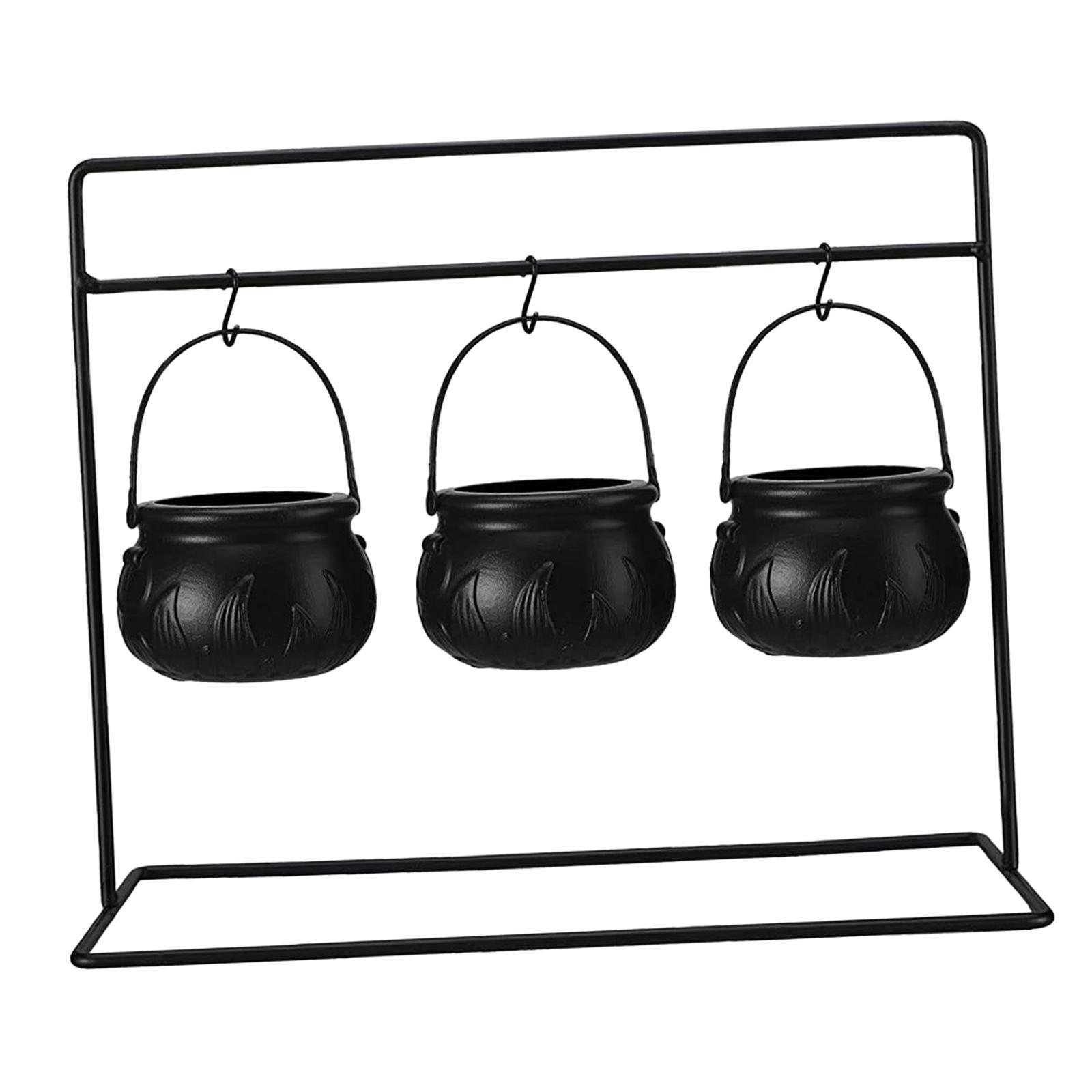Halloween Candy Bowls Scene Props with Iron Rack Black Witches Serving Bowls