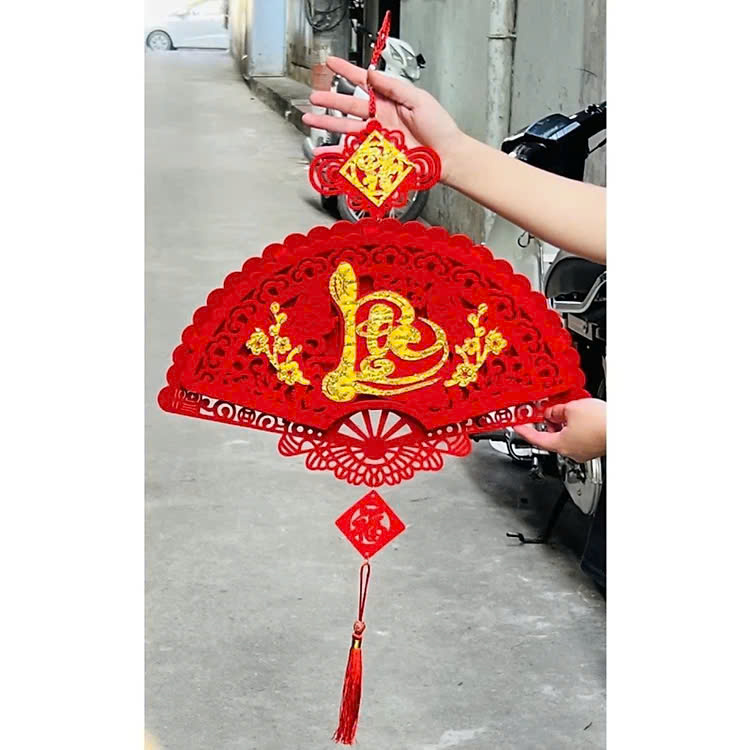 Dây Treo Trang Trí Tết Hình Quạt , Liễn Khánh Trang Trí Nhà Cửa, Dây Treo Chữ Chất Liệu Nhung Đẹp Bền Chúc Mừng Năm Mới 2025