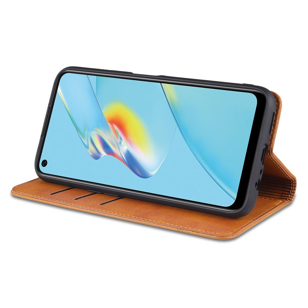 Bao da điện thoại PU kiểu ví nắp lật từ tính màu trơn cho Samsung Galaxy S20+ S20Ultra S20FE S20Lite S21+S21Ultra S21FE