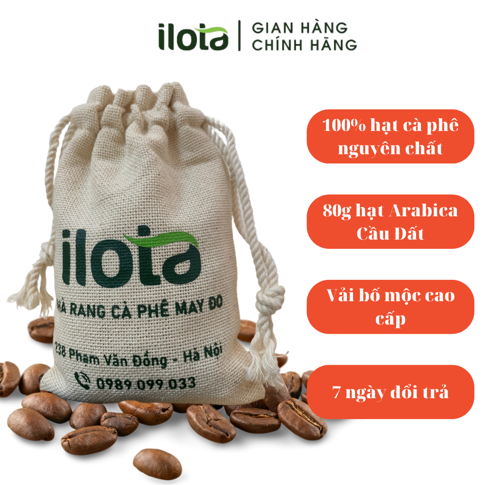 Túi thơm hạt cà phê rang nguyên chất ILOTA COFFEE giúp khử mùi xe ô tô, tủ quần áo 80g