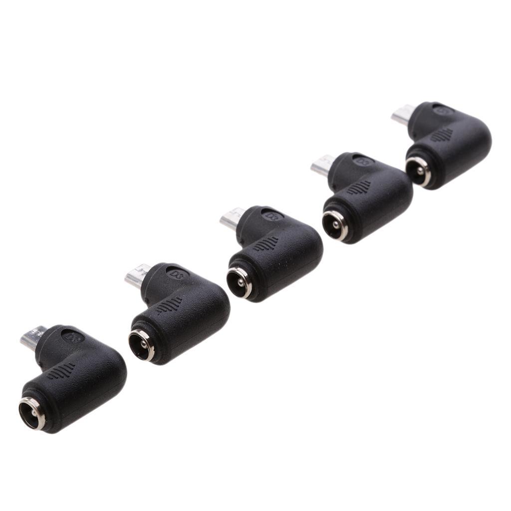 5x DC 5.5x2.1mm Female Socket to Micro USB Male Adapter Connector 90 Degree
