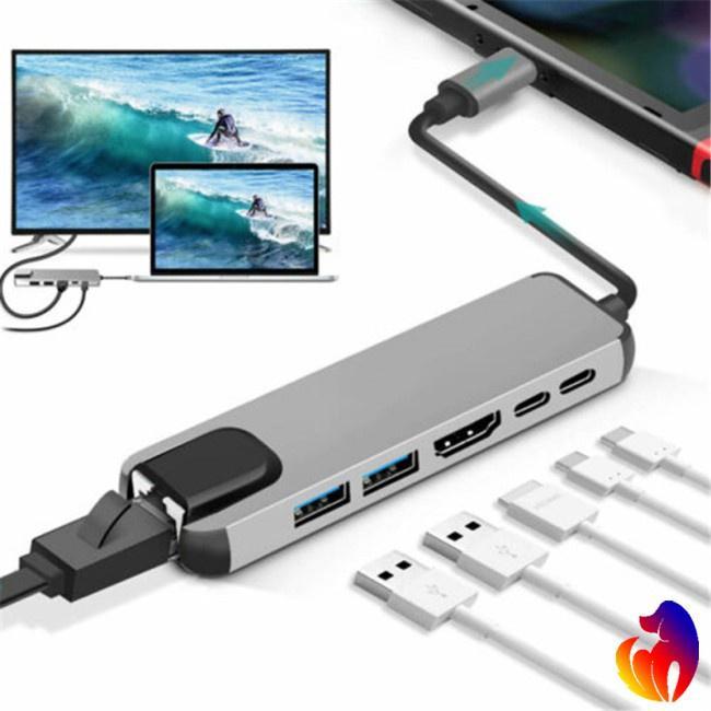 Bộ Hub Chia Cổng Usb Type C Rj45 4k Hdmi Usb 6 Trong 1