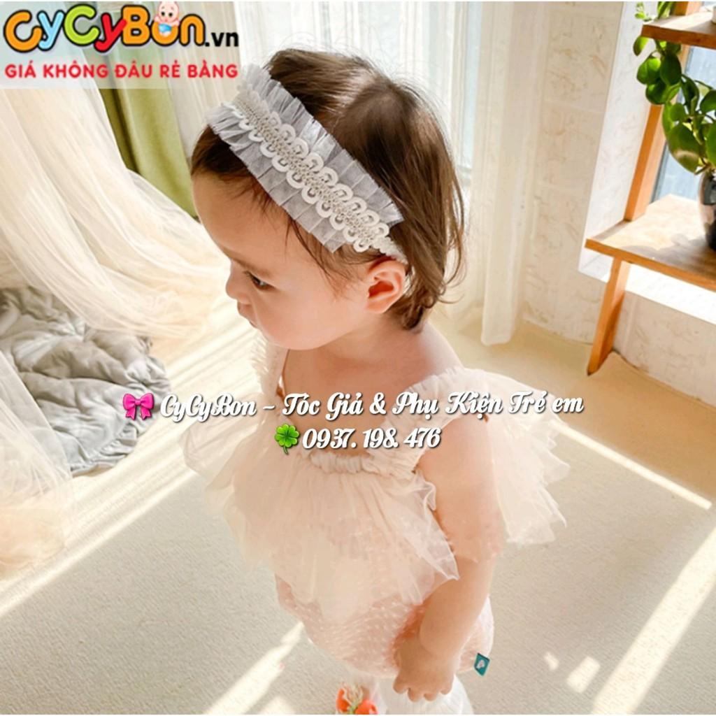 Băng Đô Turban Thun Ren Xếp Ly Co Giãn Cho Bé Gái - Có 2 Màu Trắng và Hồng Siêu Đáng Yêu !