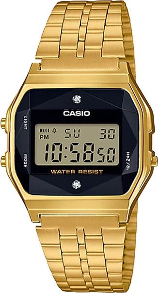 Đồng Hồ Casio Nam Dây Thép Đính Kim Cương Thật A159WGED-1 - Vàng