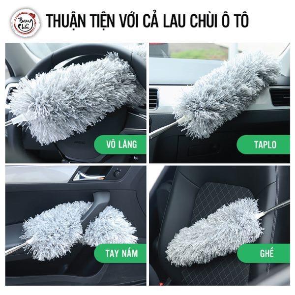 Chổi Phất Trần Kéo Dài Cán Inox 360 Độ - Uốn Cong Được Lưỡi Chổi - Lông Chổi Tĩnh Điện Hút Bụi