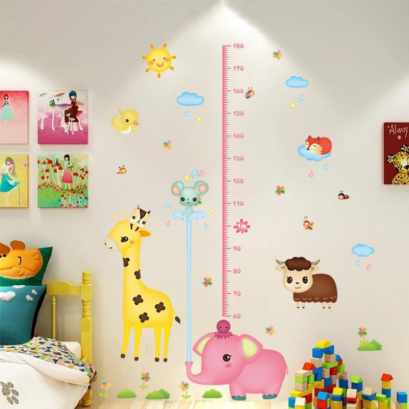 Decal dán tường thước đo chiều cao vườn thú cho bé yêu