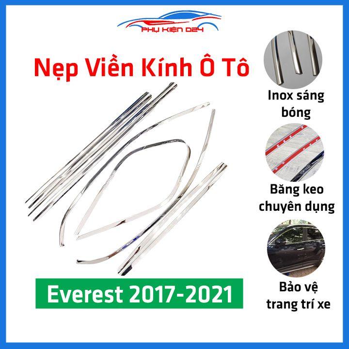 Bộ nẹp viền chân kính cong kính FORD EVEREST 2017-2021 Inox sáng bóng chuẩn form xe