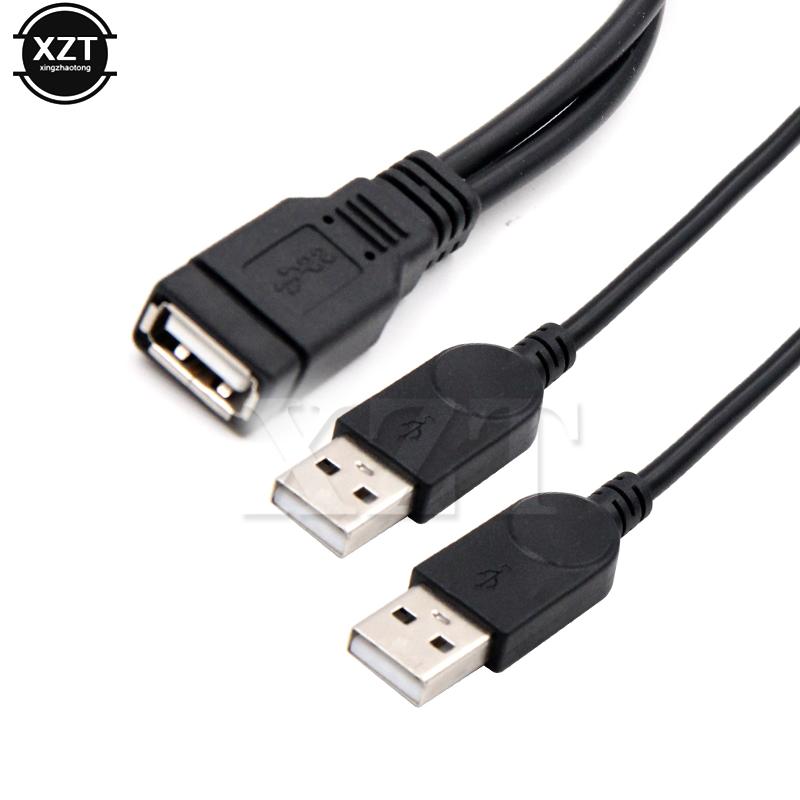 USB 2.0 Một Nam Sang USB Nữ 2 Đôi Dual Nguồn Điện USB Nữ Bộ Chia Cáp Nối Dài HUB sạc Cho Máy In