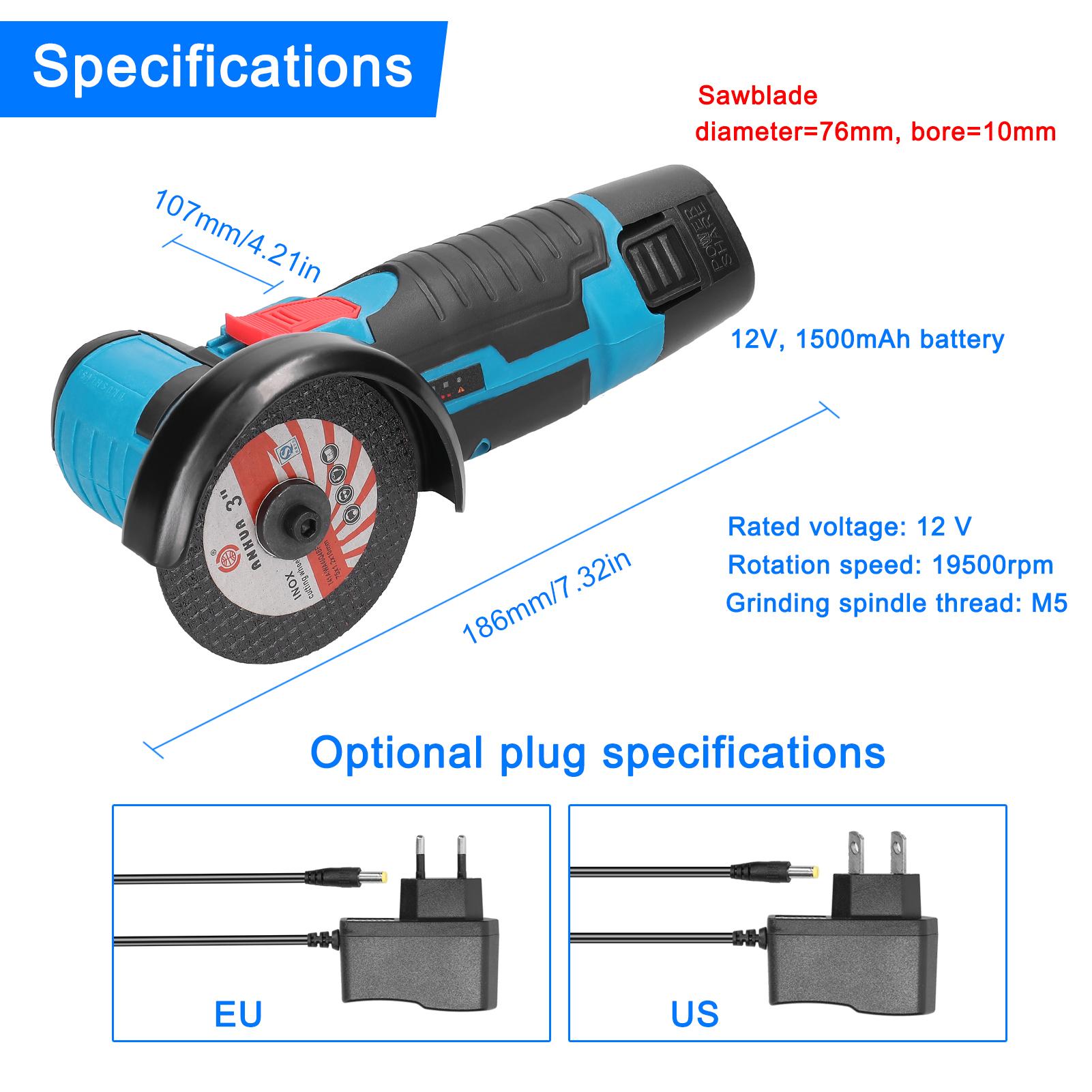 19500rpm Electric Grinding Machine Handheld Multifunctional Angle Grinder for Cutting Polishing Ceramic Tile Wood Stone Steel