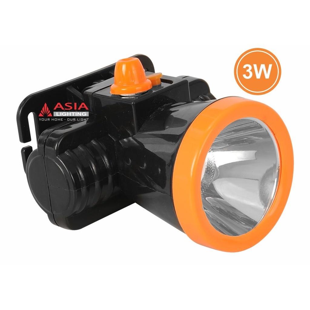 Đèn đội đầu thân đen + cam _Asia Lighting_Hàng chính hãng