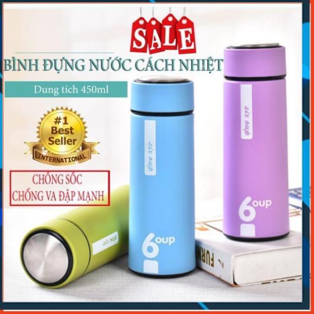 BÌNH ĐỰNG NƯỚC LÕI THỦY TINH BỌC NHỰA CHỐNG TRƠN TRƯỢT VA ĐẬP 6OUP 450ML CÓ 4 MÀU