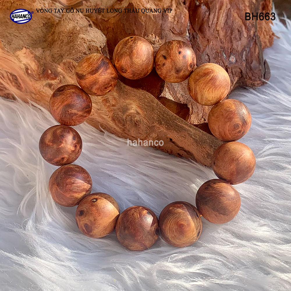 Vòng tay Nu Huyết Long để mộc hàng VIP thơm mùi gỗ, Mang lại tài lộc bình an, may mắn - Bracelet of HAHANCO