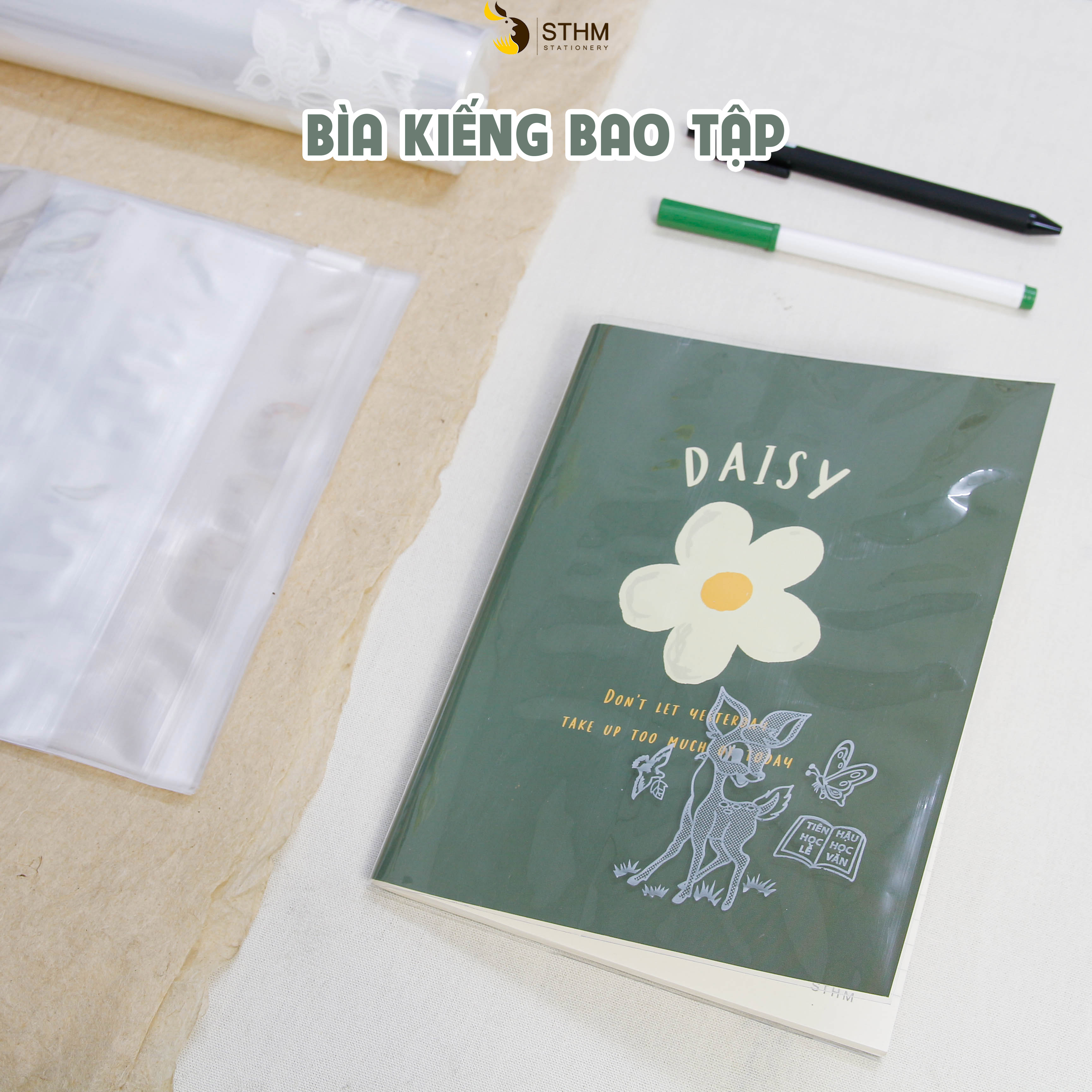 Combo 1 xấp 10 Bìa kiếng bao tập, sách con nai dày - STHM stationery