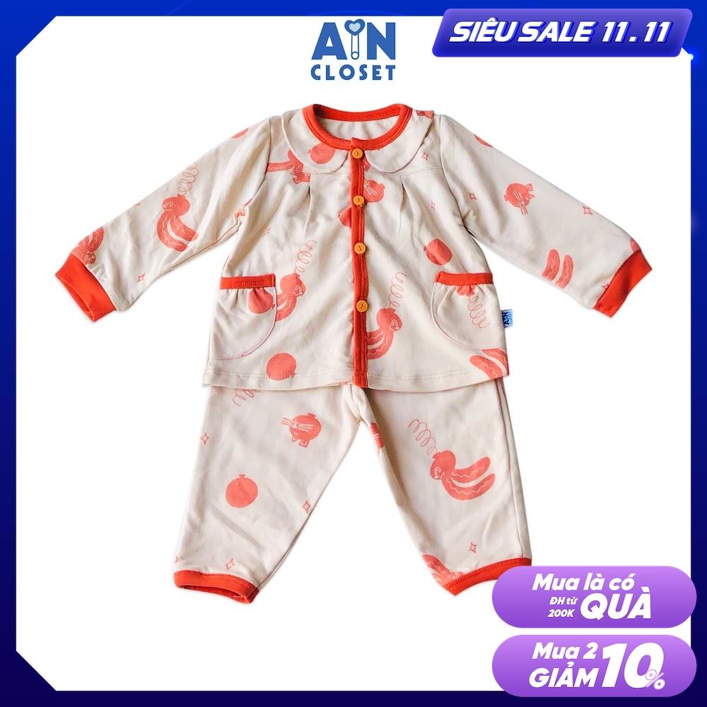 Bộ quần áo dài bé gái họa tiết Thỏ cam tai dài thun da cá - AICDBGBN6RN9 - AIN Closet