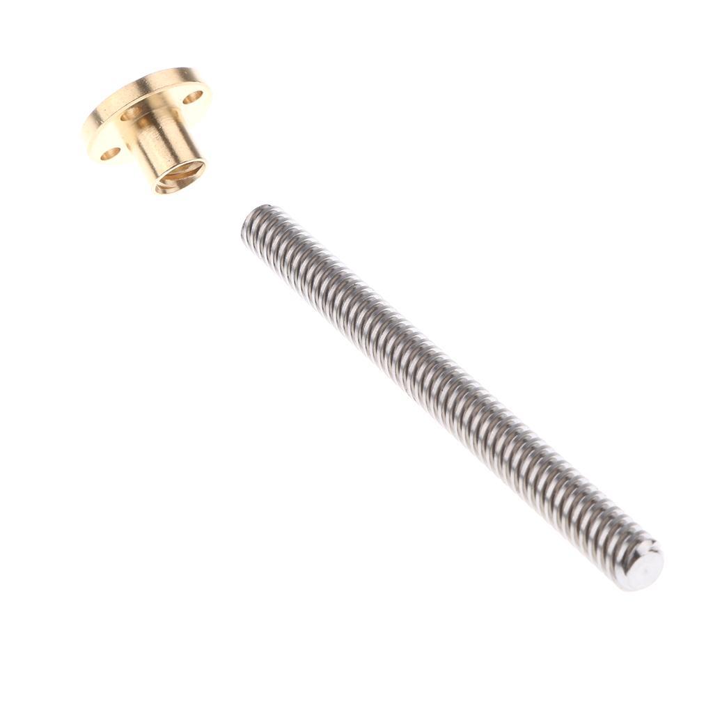 T8 8mm Dia Threaded Screw Rod+Screw Nut For 3D Printer Stepper Motor