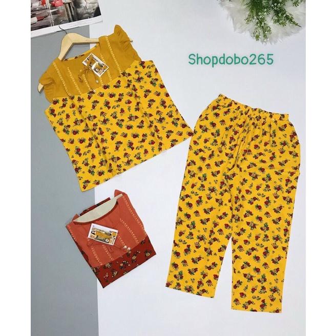 Đồ bộ nữ,đồ ngủ mặc nhà lửng 9 tấc vải lụa phối tằm ý thời trang BL 73 hoạ tiết hoa nhí dễ thương size 47-60kg.
