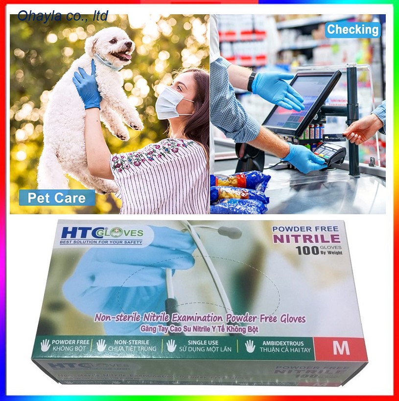 Găng tay y tế HTC cao su Nitrile 100 cai/hộp