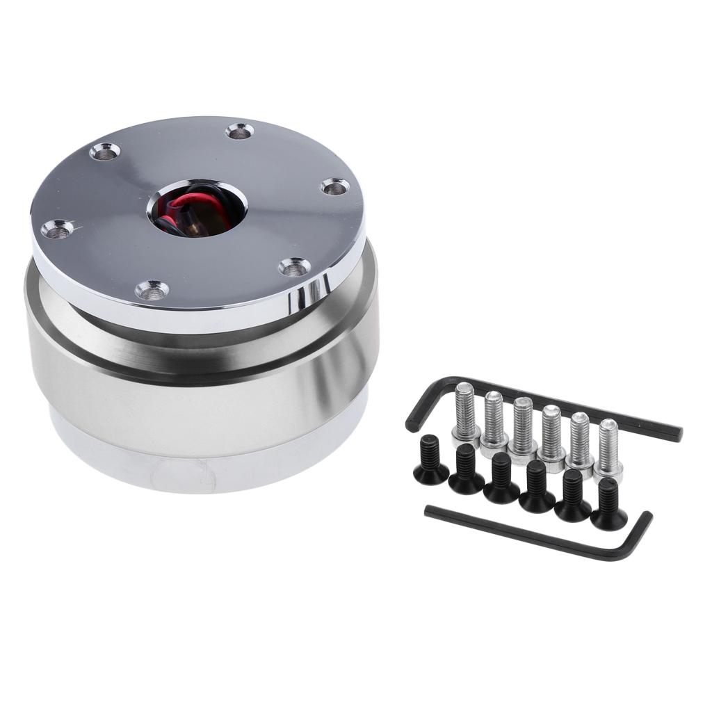 Silver Car Steering Wheel Quick Release Snap Off HUB Adapter Kit