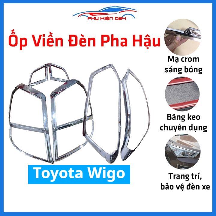 Ốp viền đèn pha hậu mạ crom Toyota Wigo chống trầy trang trí bảo vệ xe