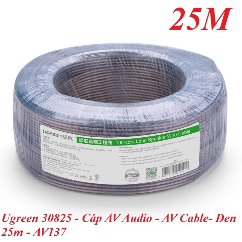 Ugreen UG30825AV137TK 25M Màu Đen Cáp âm thanh loa 100 tim - HÀNG CHÍNH HÃNG