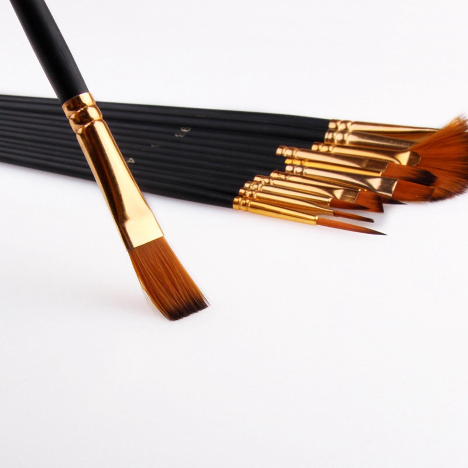 14 Pack Paint Brush Set with 12 Brushes, 1 Palette and 1 Carrying Case for Watercolor, Oil, Acrylic Painting