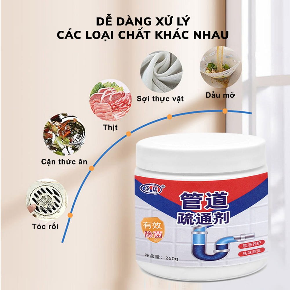 Bột thông tắc cống thần thánh, thông tắc bồn cầu, bồn rửa bát cực mạnh, hương chanh bạc hà , đầy lùi mọi vết bẩn
