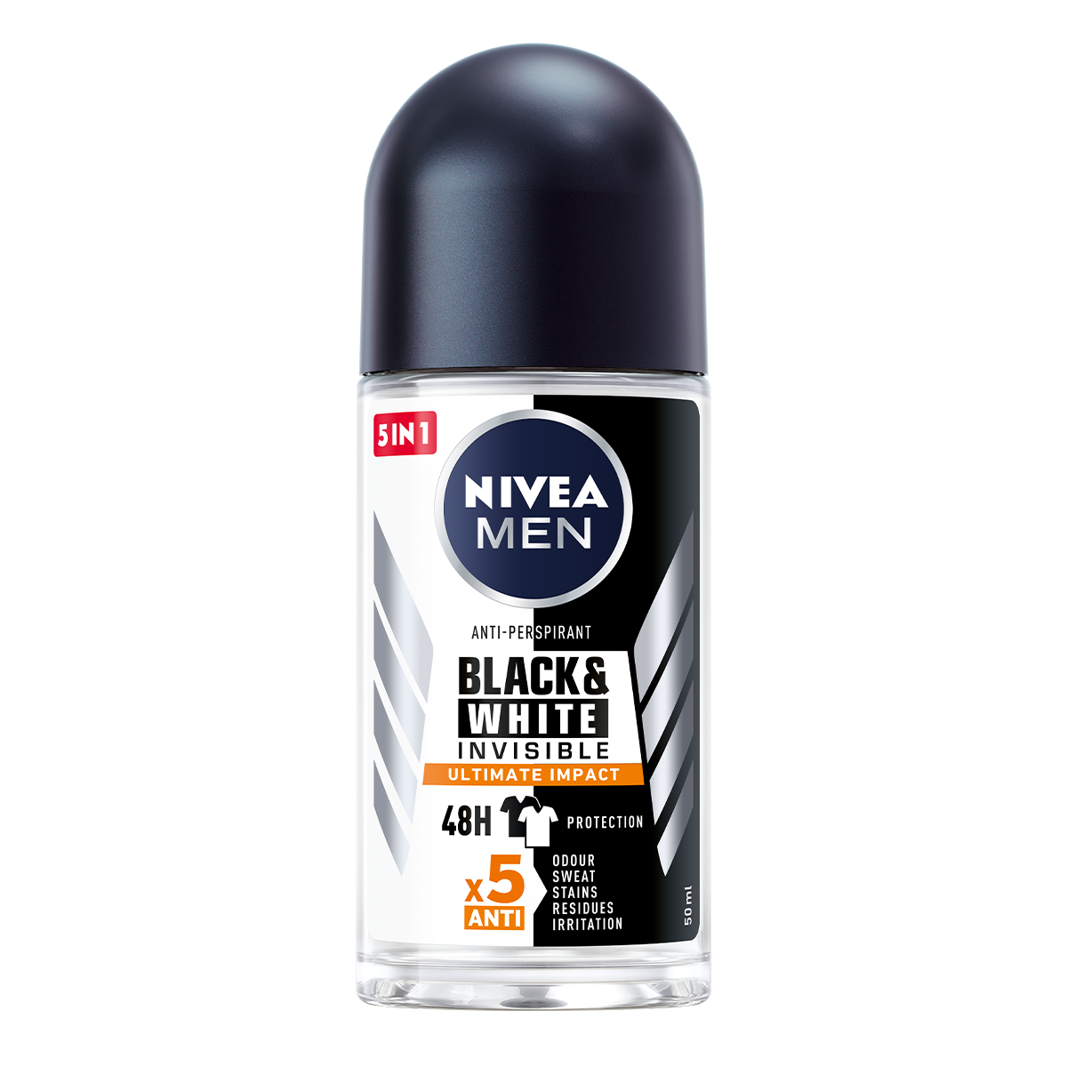 Combo 2 Lăn Ngăn Mùi NIVEA MEN Black &amp; White Ngăn Vệt Ố Vàng Vượt Trội 5in1 (50ml) - 85392