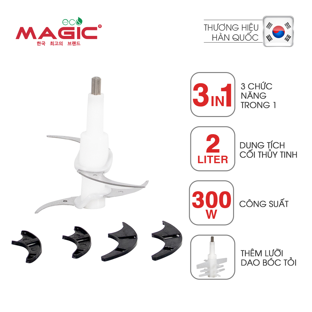 Máy xay thực phẩm đa năng 3in1 Magic Eco AC-16 (2.0 Lít) - Hàng chính hãng