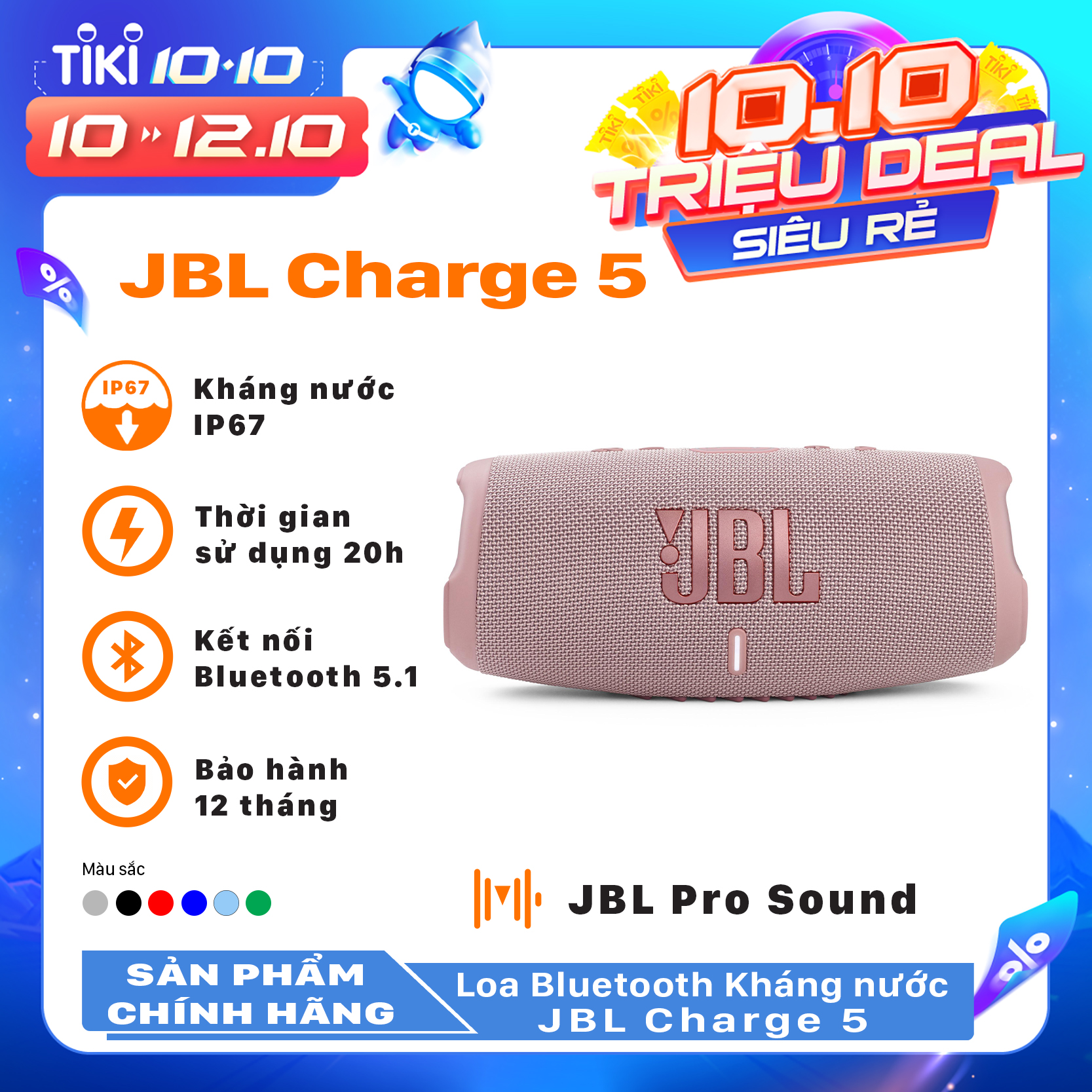 Loa Bluetooth JBL Charge 5-Hàng Chính Hãng-chọn mầu ngẫu nhiên