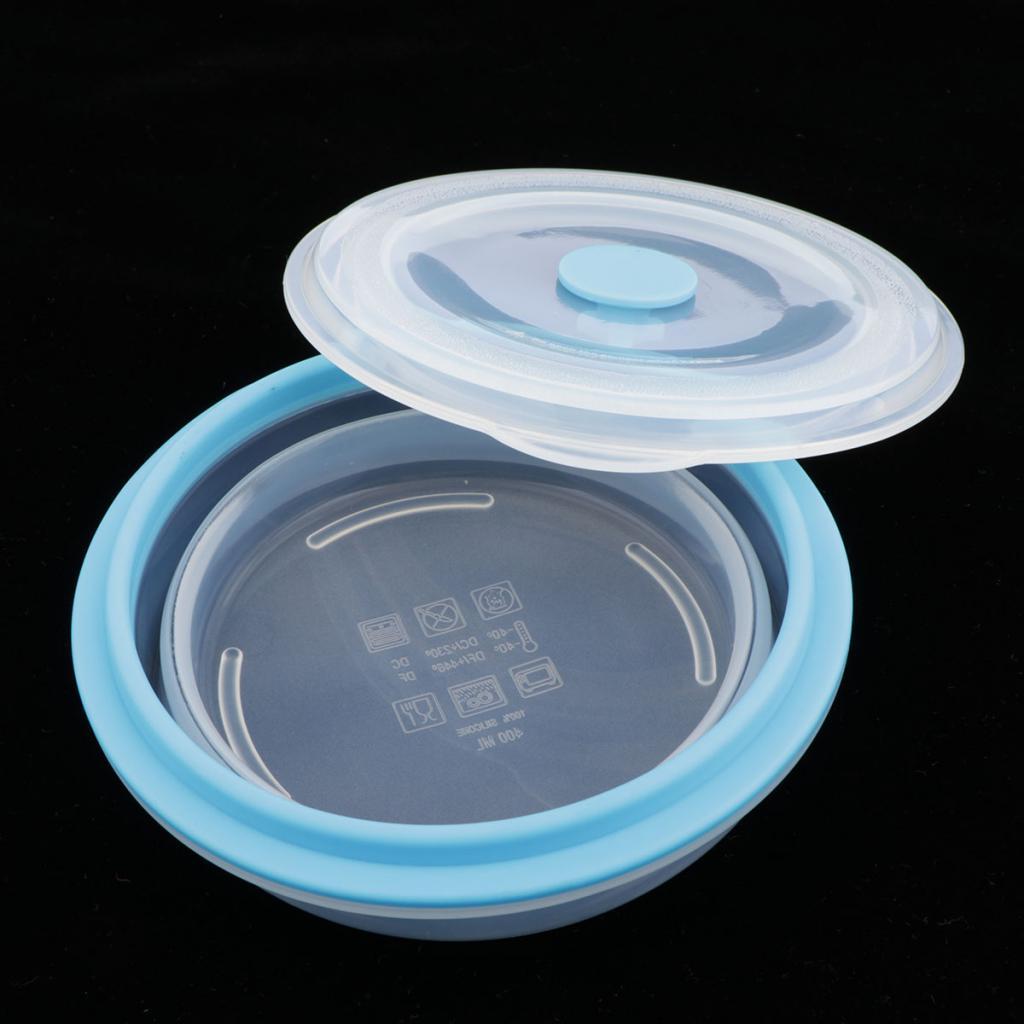 Collapsible Silicone Portable Lunch Bowl Round Folding Box Food Storage Container Organizers