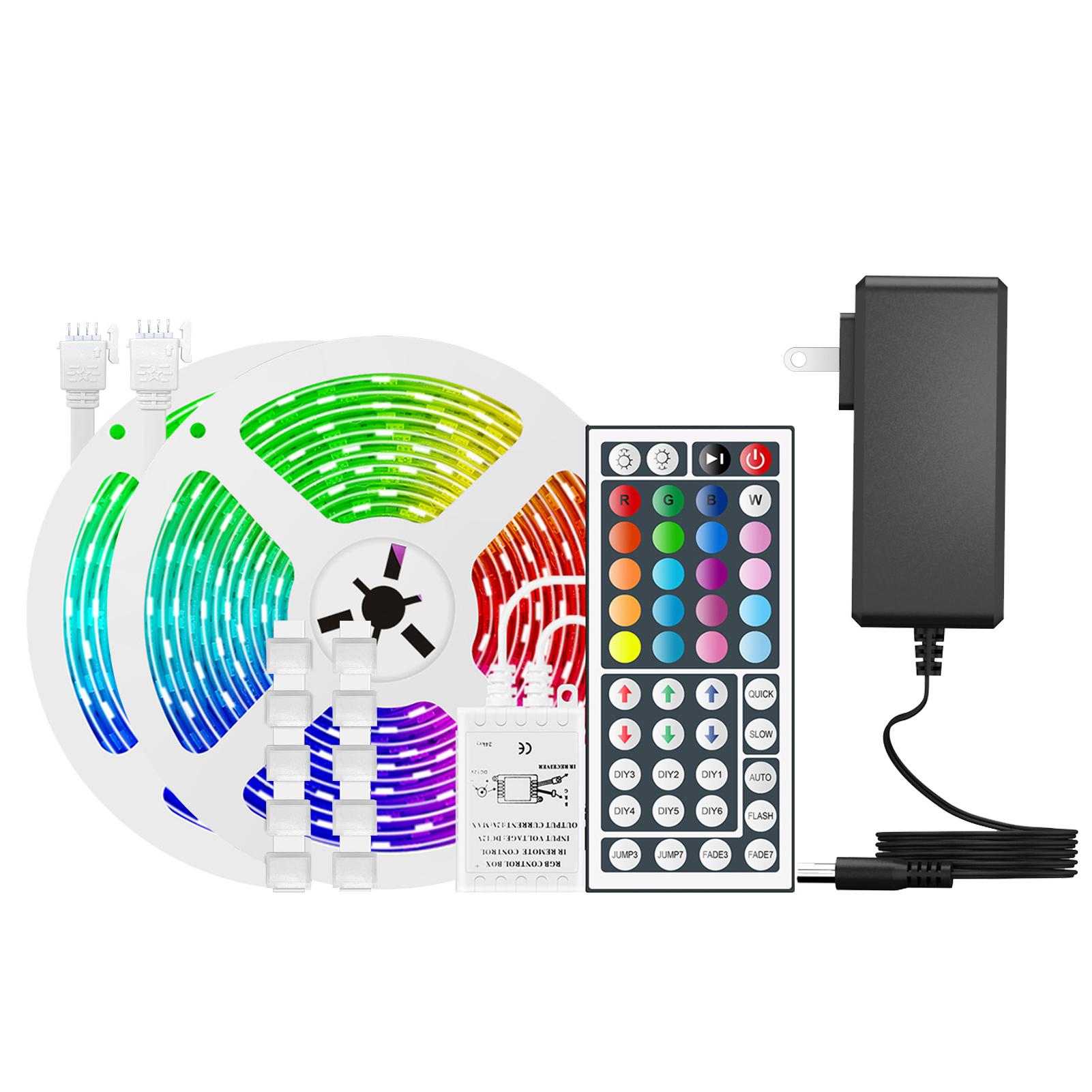 Dải đèn led 32,8ft RGB 300 điều khiển từ xa, 20 màu sắc, 6 chế độ tự làm 8 chế độ cài sẵn 5050 màu