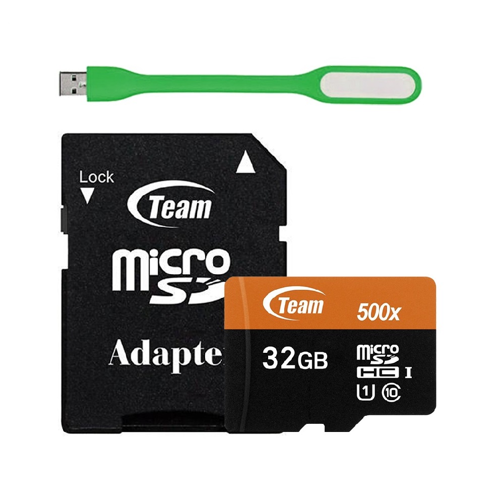 Thẻ Nhớ 32GB Micro SDHC Team 500x Class 10 U1-80MB/s (Đen Cam) - Hàng Chính Hãng + Tặng Đèn Led