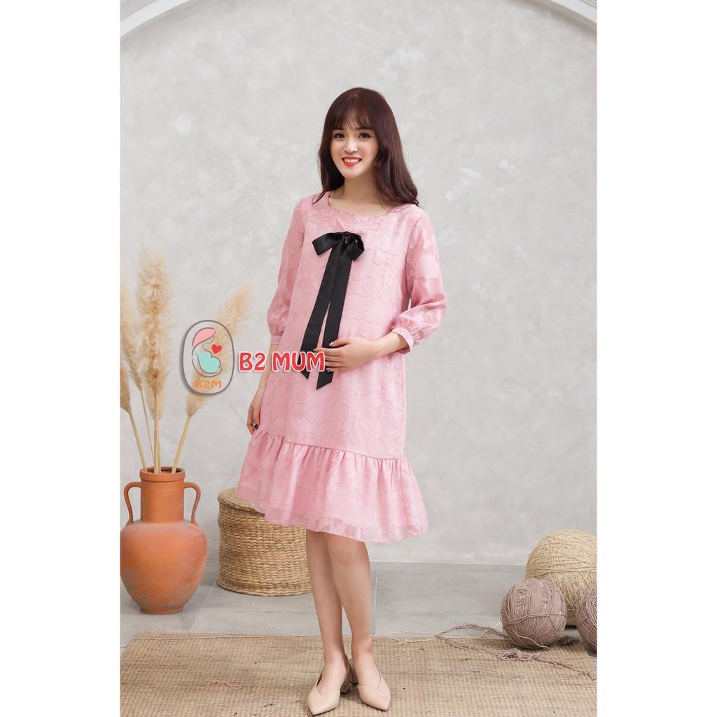 V229 Váy đuôi cá hồng nơ đen