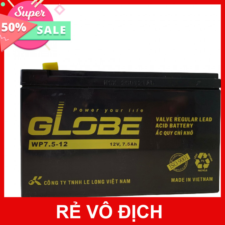 BÌNH ẮC QUY KÍN KHÍ GLOBE WP7.5-12 - 12V 7.5AH