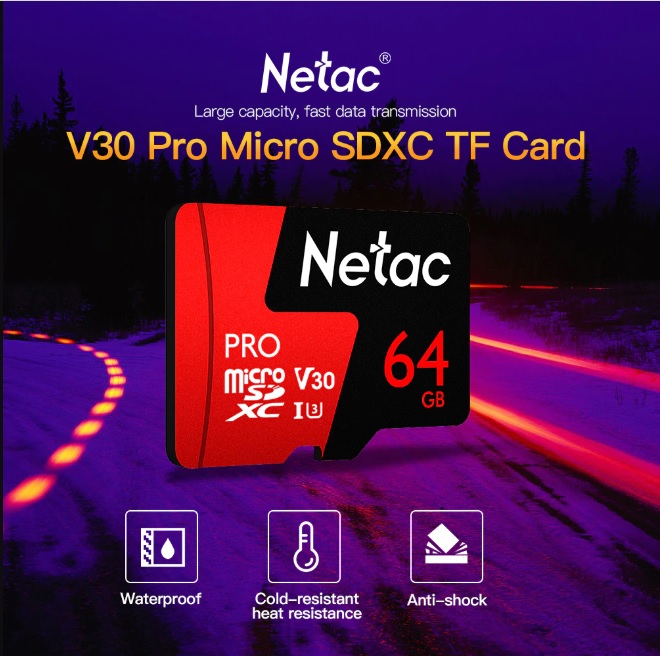 Thẻ nhớ microSDXC Netac Pro 64GB U3 4K V30 98MB/s - chuyên camera, máy quay và điện thoại