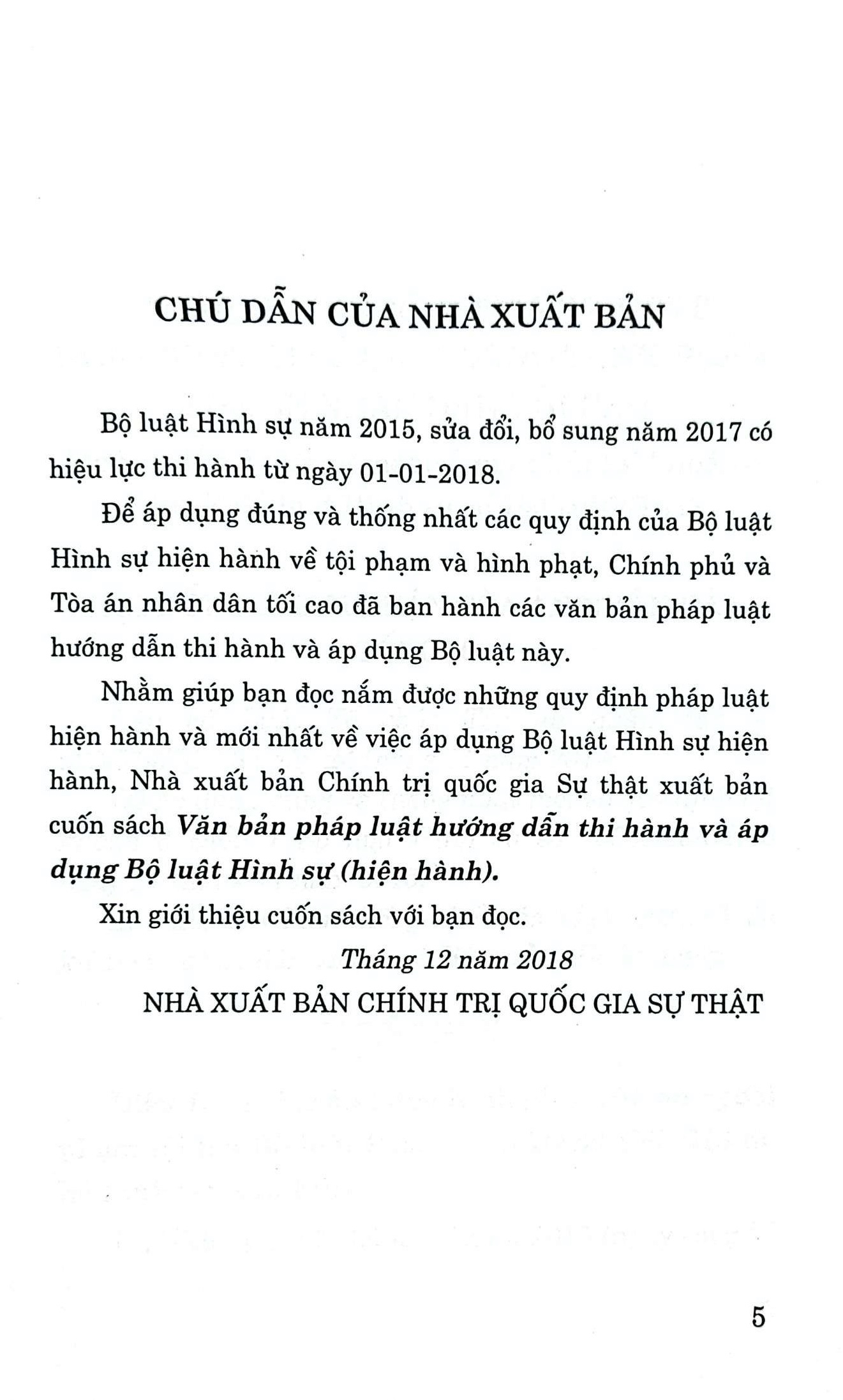 Văn bản pháp luật hướng dẫn thi hành và áp dụng Bộ luật hình sự hiện hành