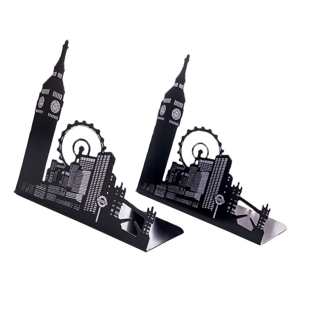 1 Pair Cute Metal Non-Skid Various Patterns Bookends for Playroom, Library, Dorm Room 6.3x4x6.7inch