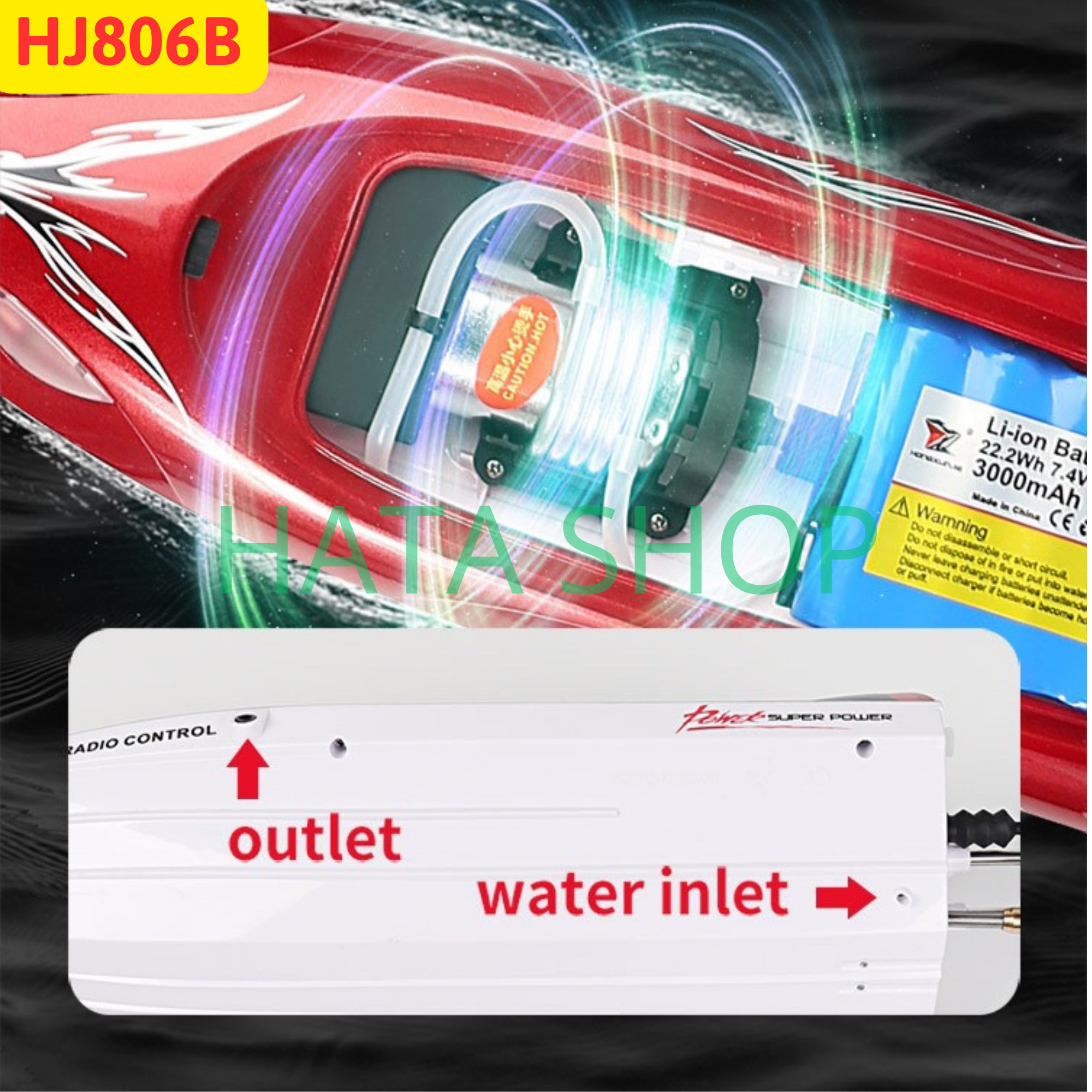 Tàu Cano Điều Khiển Từ Xa HJ806B Pin Dung Lượng Lớn 3000mAh 35km/h Bản Nâng Cấp HJ806 Tốc Độ Cao