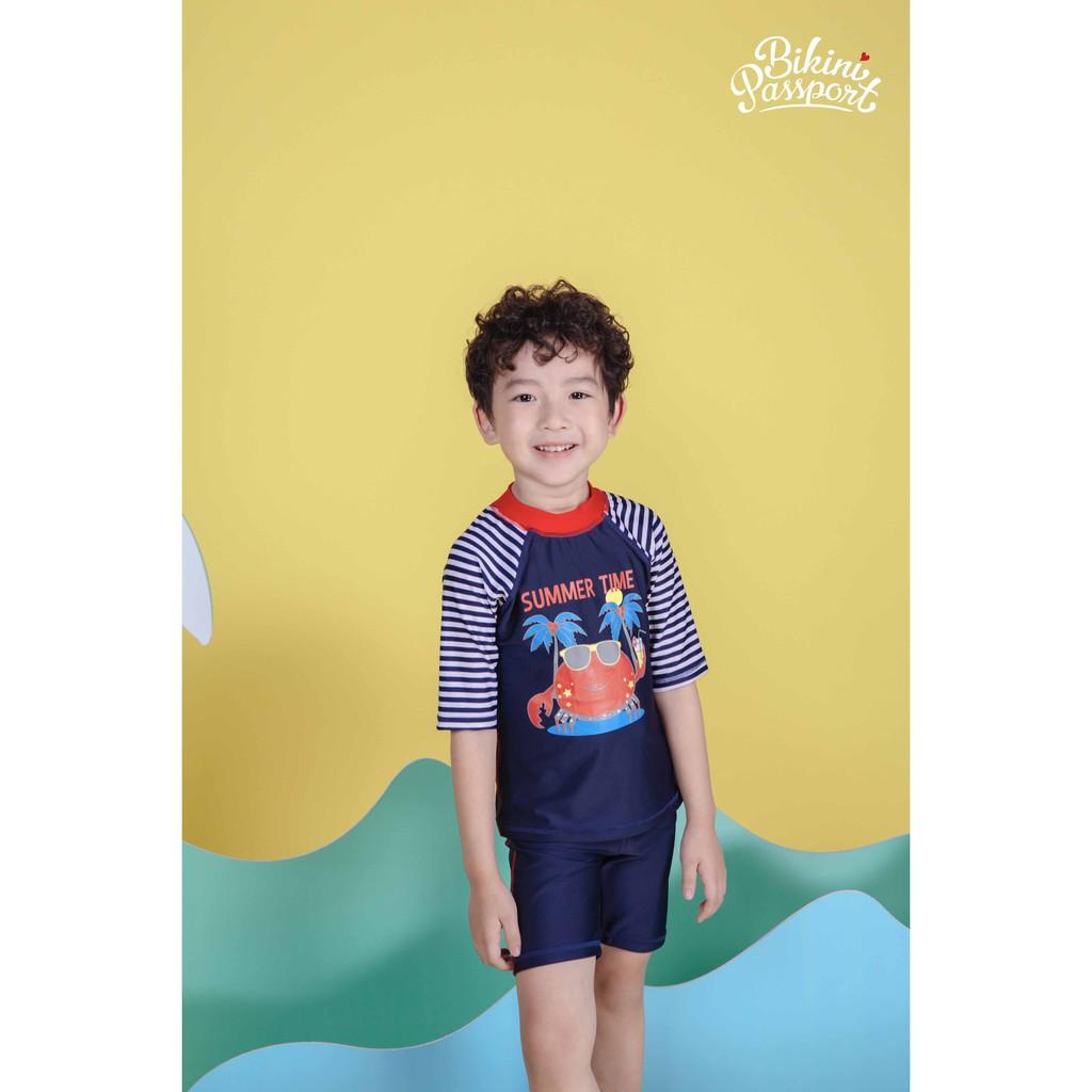 Đồ bơi áo tắm em bé BIKINI PASSPORT KID-Hai mảnh quần lửng in họa tiết - Navy-KD020_NV