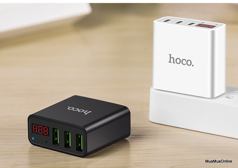 Cóc Sạc Hoco C15 3 Cổng Usb, Màn Led - Hàng Chính Hãng