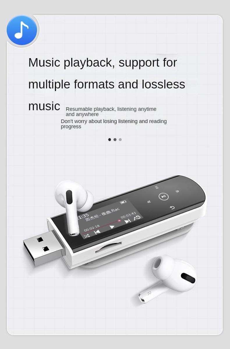 Ruizu X69 -  Bluetooth 5.0, Nghe Nhạc Mp3, Hỗ Trợ Đa Định Dạng MP3 WMA APE FLAC WAV,  FM Radio, Ghi Âm, Vòng Lặp A-B,  Đồng Hồ Báo Thức, Hỗ Trợ Thẻ Nhớ Lên Tới 128Gb, Pin 280mAh 28 Giờ, Màn Hình Cảm Ứng, Hỗ Trợ Đa Ngôn Ngữ, Nhỏ Gọn - Hàng Nhập khẩu
