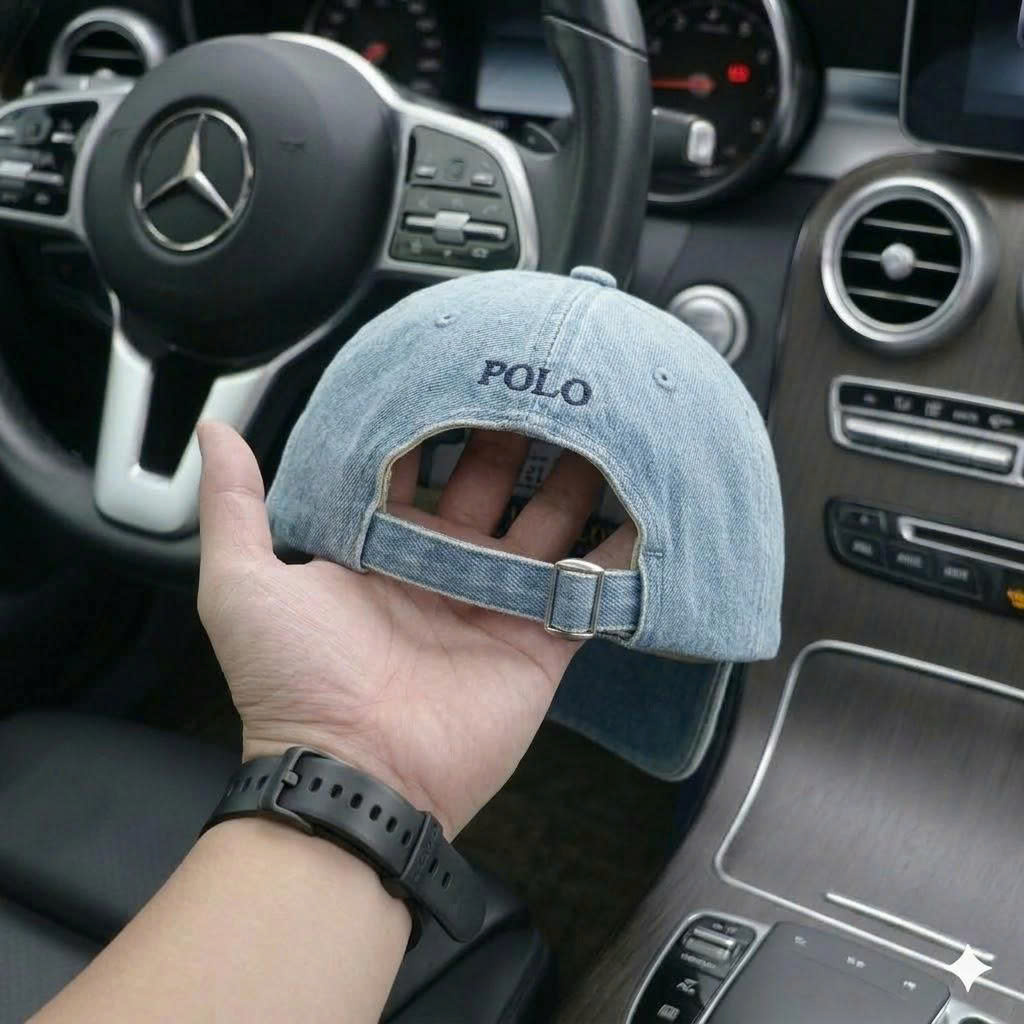 Nón kết, mũ lưỡi trai Po.lo phối vải jeans form chuẩn siêu đẹp (Ảnh thật)