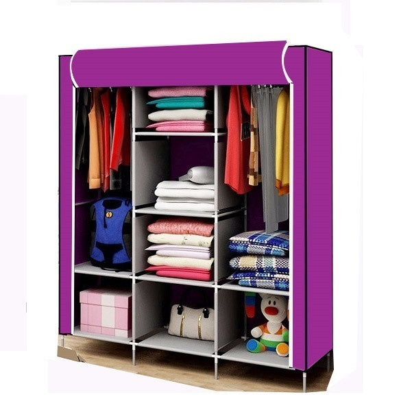 Tủ vải quần áo 3 buồng 8 ngăn, khách được chọn màu, khung sắt sơn tĩnh điện, vải không dệt